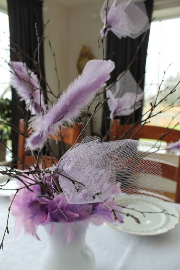 Bukettrede med Lila fjädrar