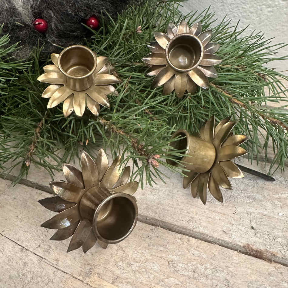 Ljushållare Kronljus - Antik mässing