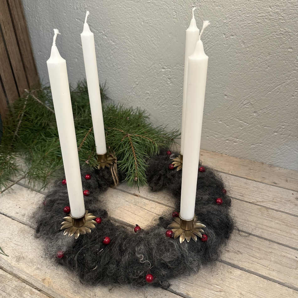 Ljushållare Kronljus - Antik mässing