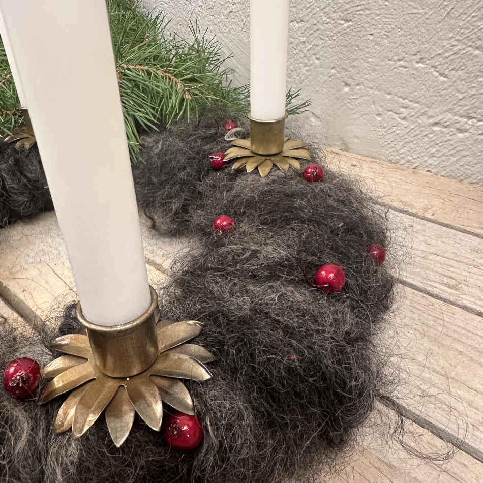 Ljushållare Kronljus - Antik mässing