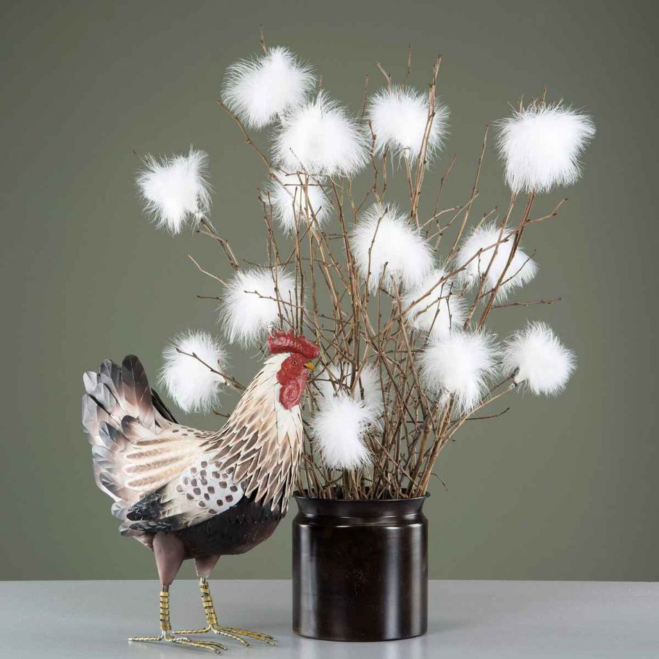 Fjäder, pudervippa. Vit. 12st.