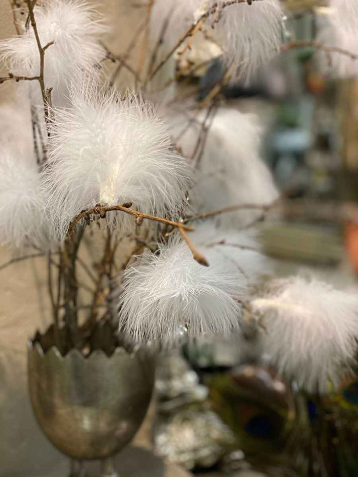 Fjäder, pudervippa. Vit. 12st.