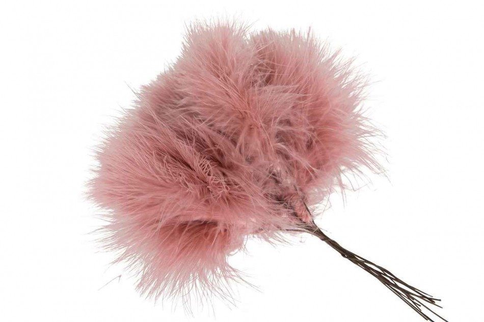 Fjäder, pudervippa. Gammalrosa. 12st.