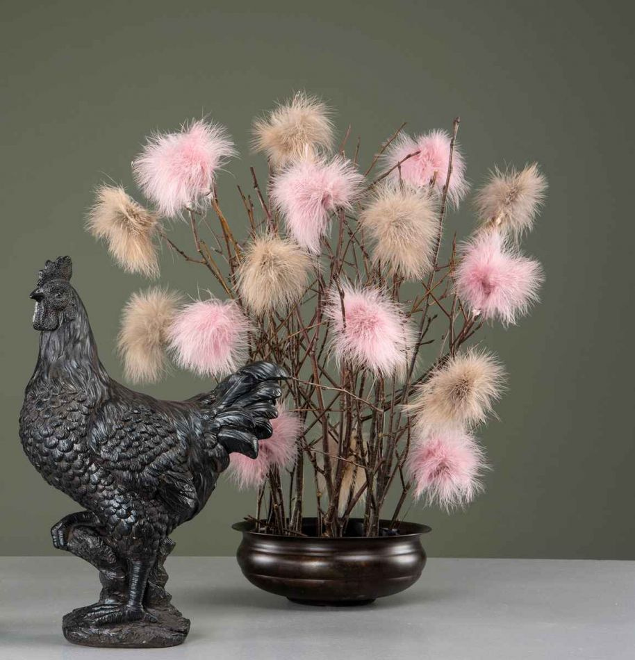 Fjäder, pudervippa. Gammalrosa. 12st.