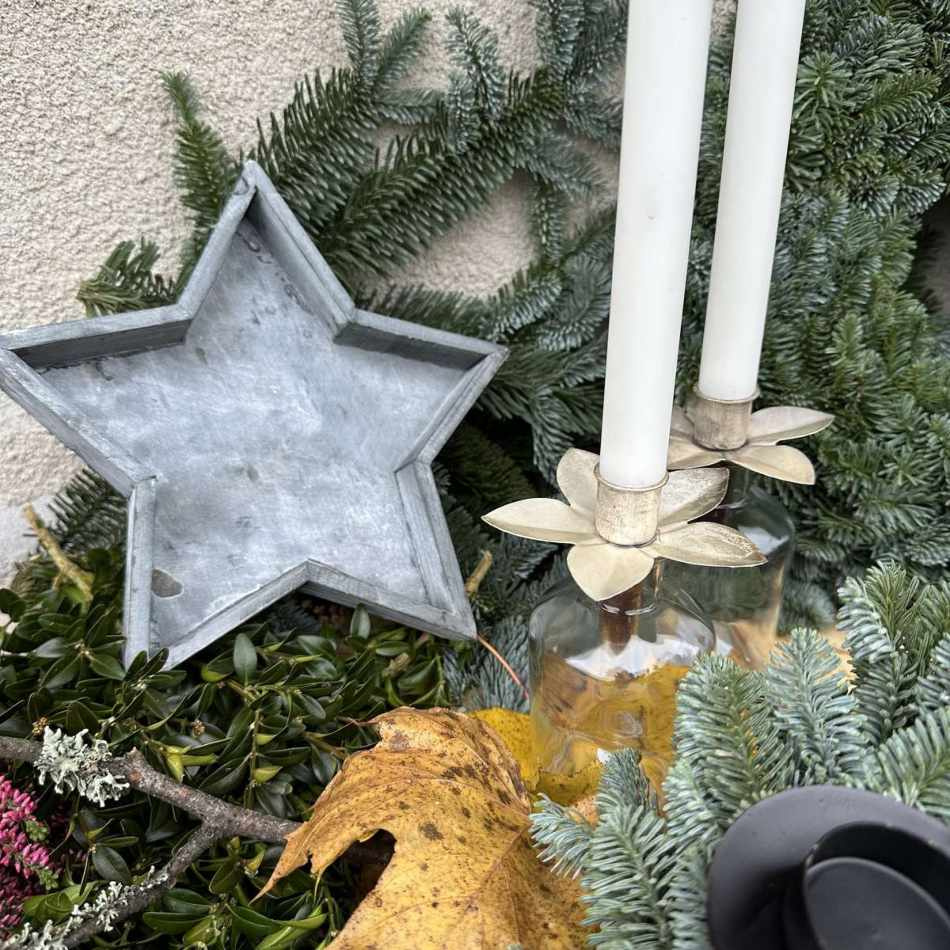 Ljushållare flaska Kronljus Blomma - Champagne