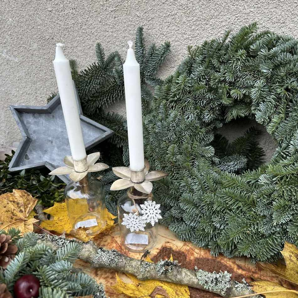 Ljushållare flaska Kronljus Blomma - Champagne