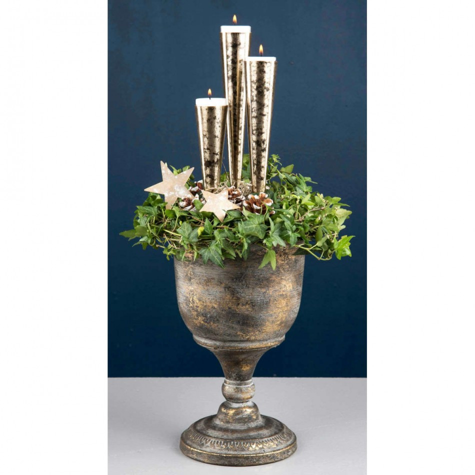 Ljushållare värmeljus Konformad - Silver 4X25 cm