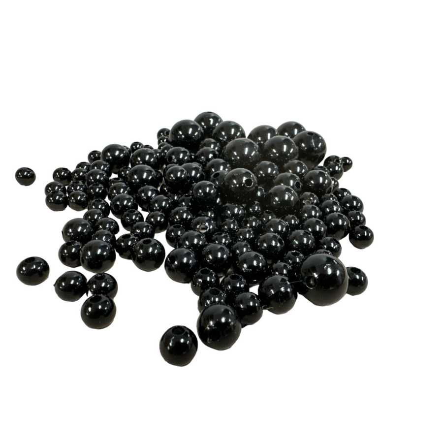Svarta vaxpärlor  (mixade storlekar)