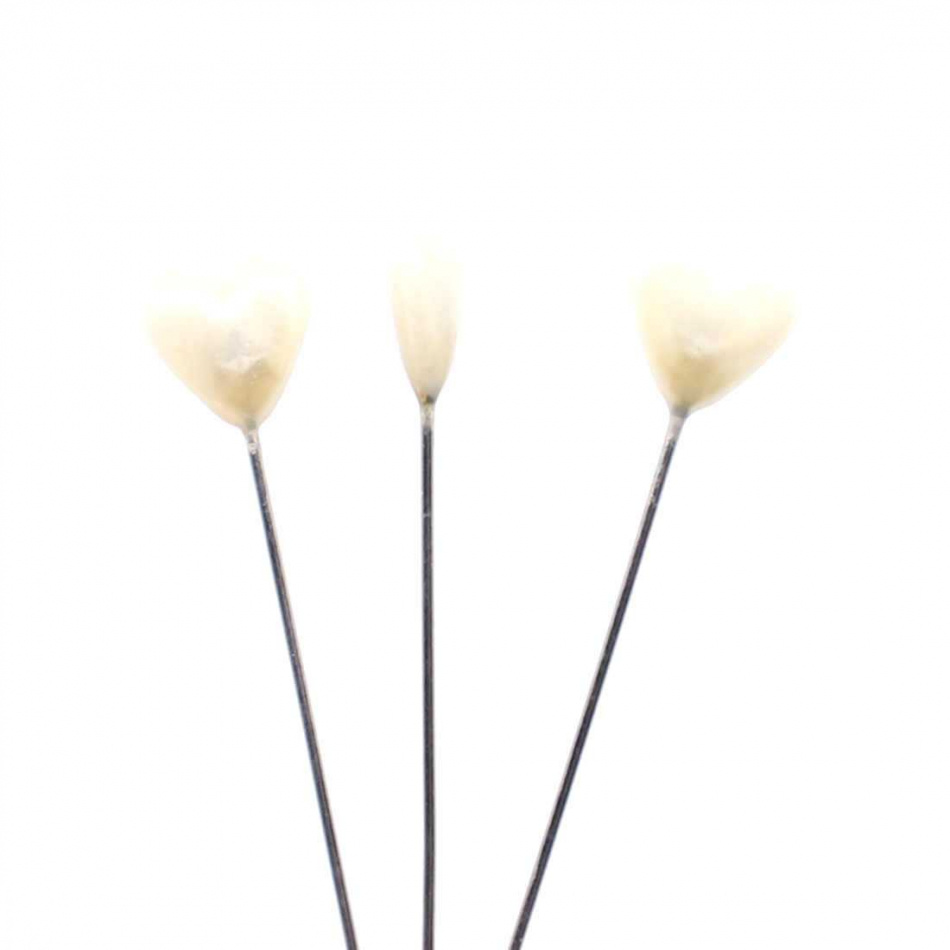 Hjärtformad floristnål. Creme. ca 40 st