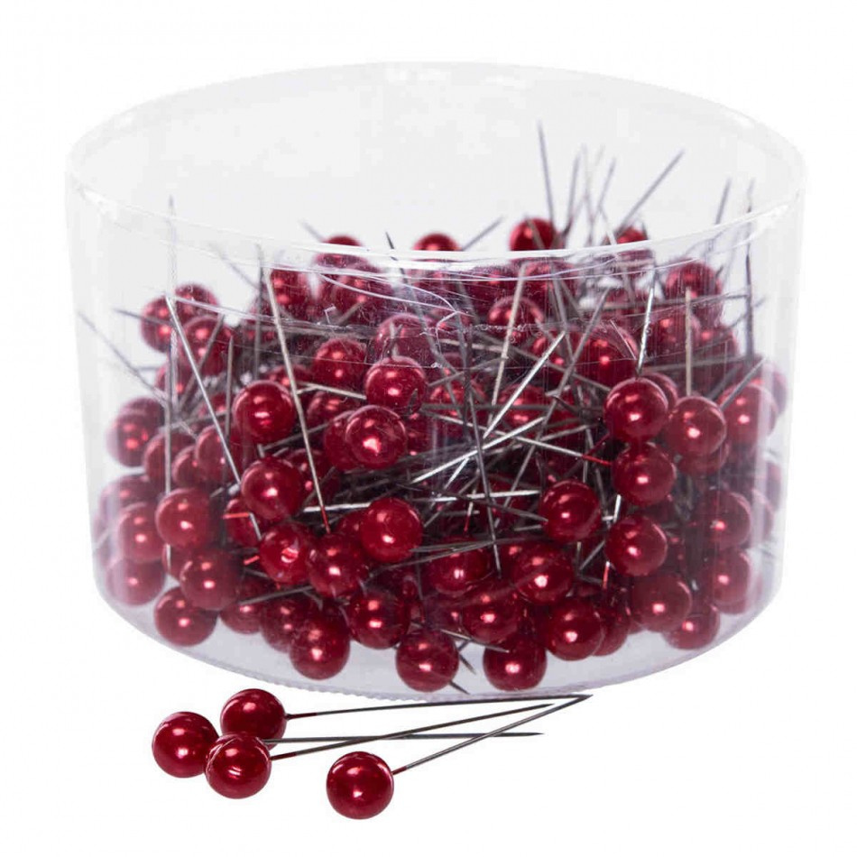 Pärlnålar, röda, 250 st