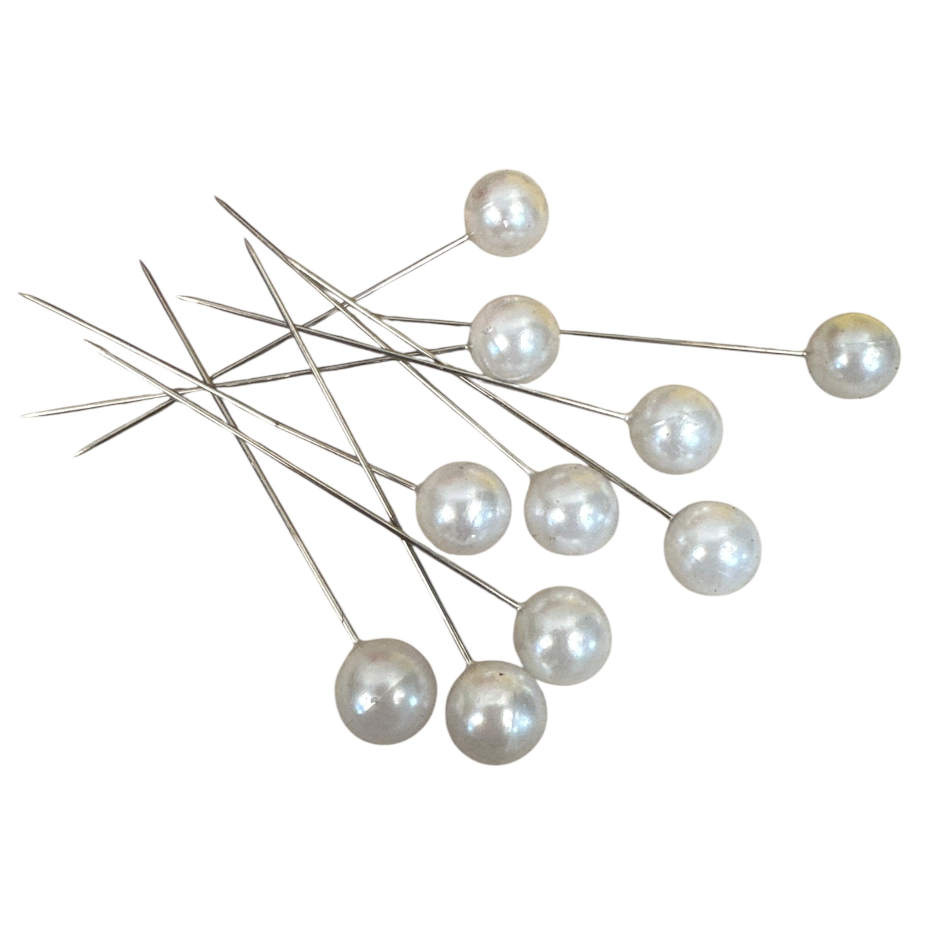 Pärlnålar, vita. 10 st
