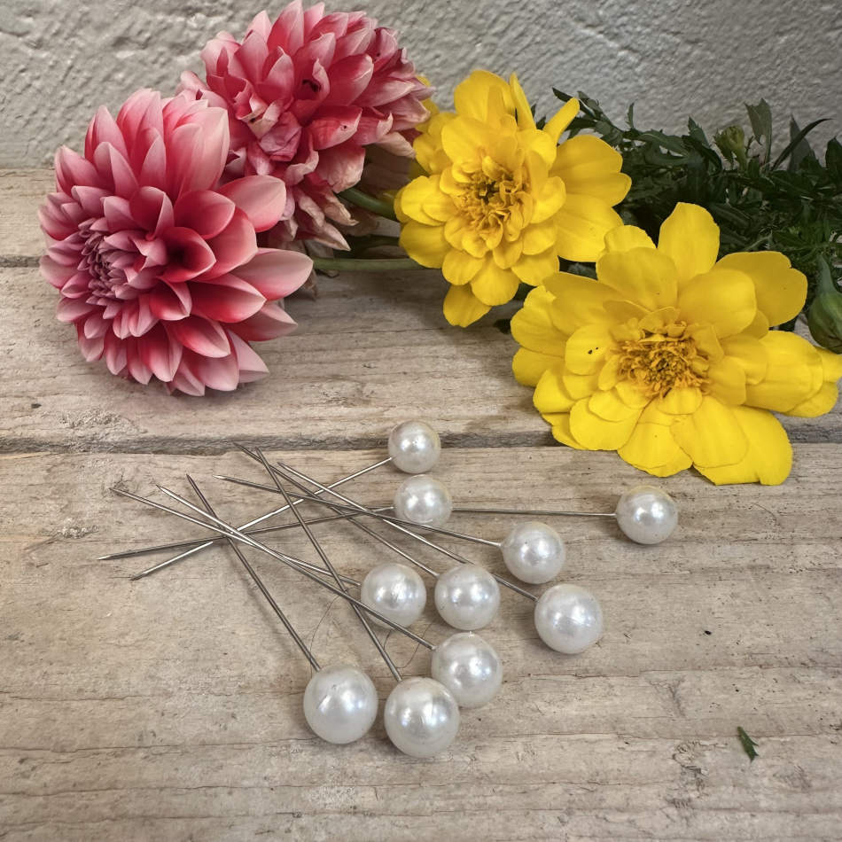 Pärlnålar, vita. 10 st