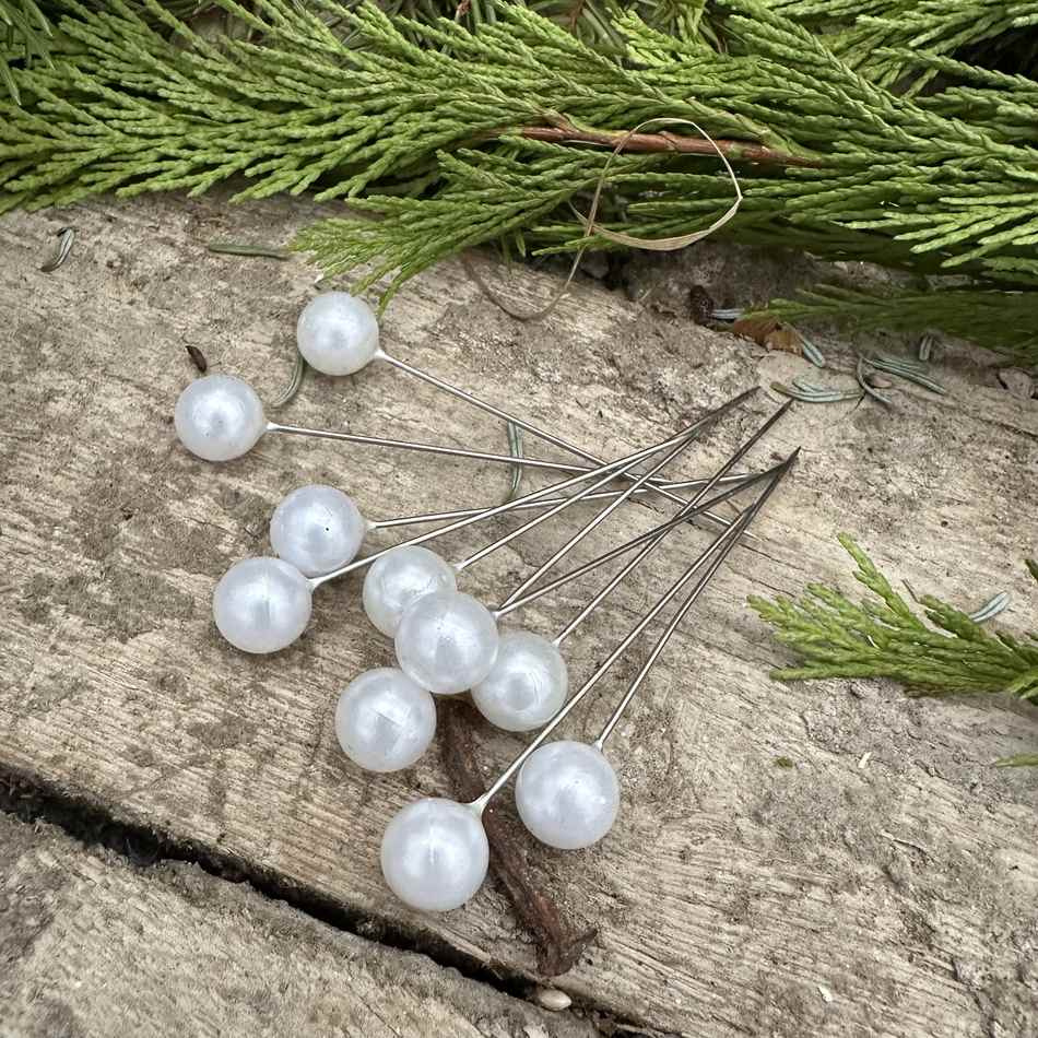 Pärlnålar, vita. 10 st