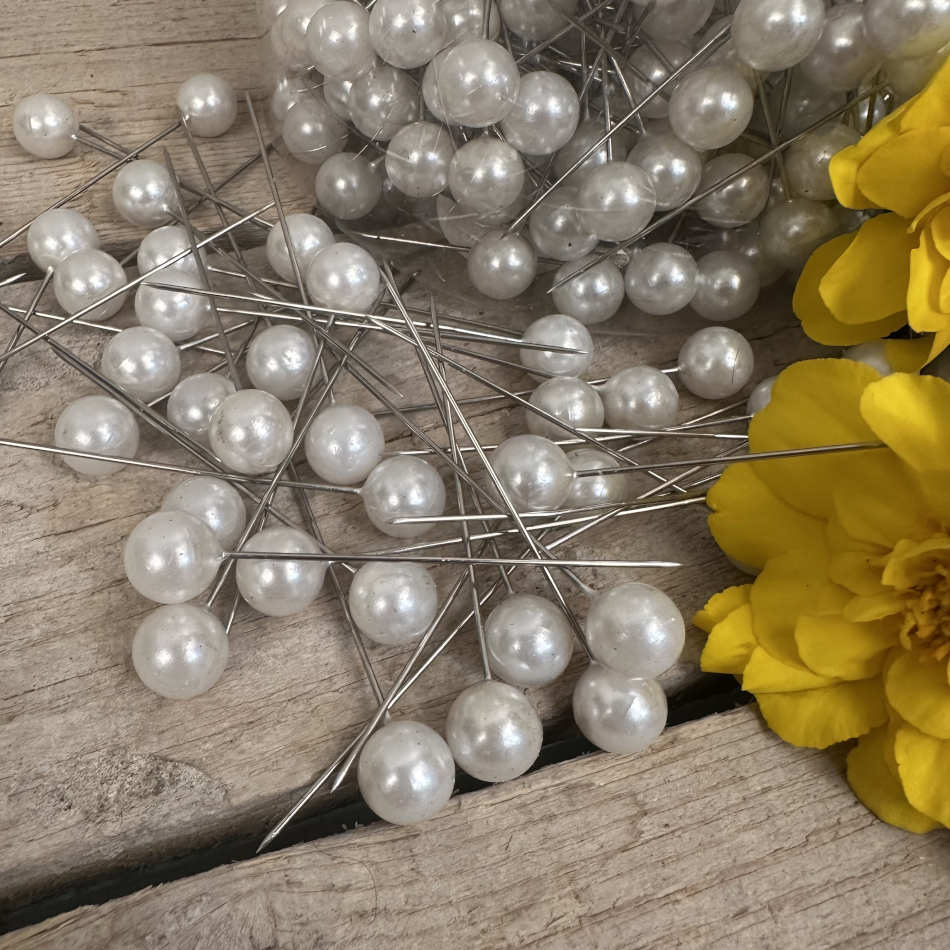 Pärlnålar, vita 10 mm  250 st