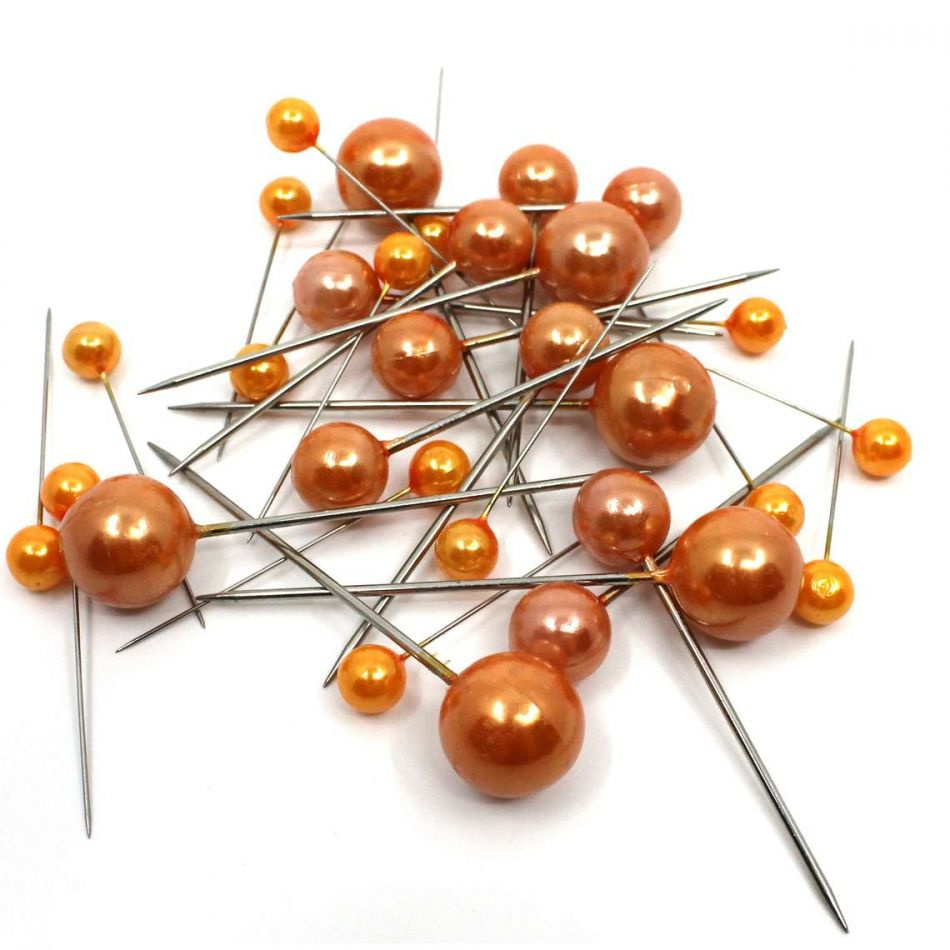 Pärlnålar mixade storlekar i Orange. 30 st