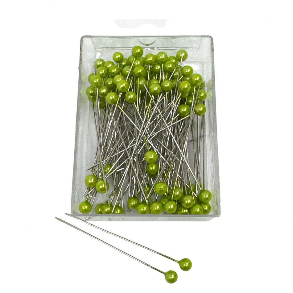 Pärlnålar. 6 mm, äppelgröna. 100 st