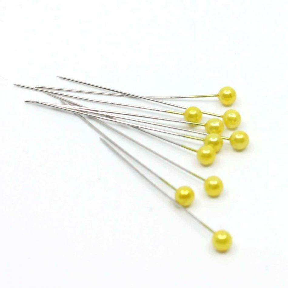 Pärlnålar. 6mm, Gula. 10 st