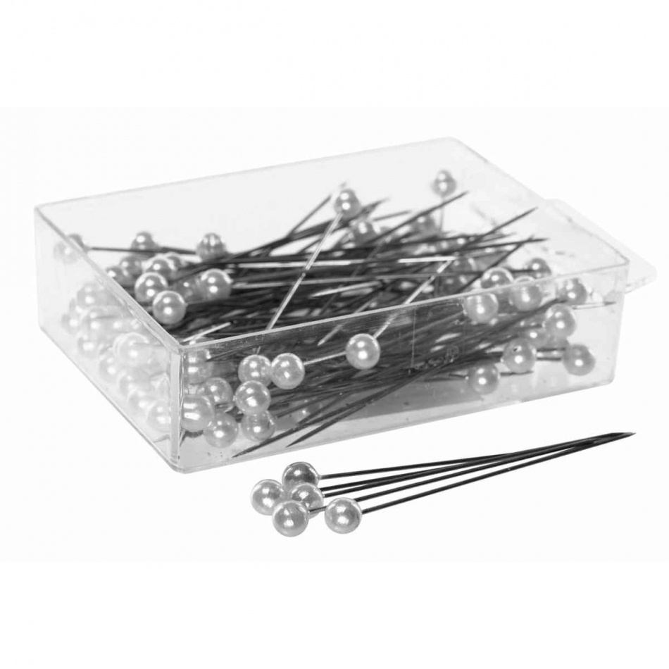 Pärlnålar. Vita.3 st. 6 mm