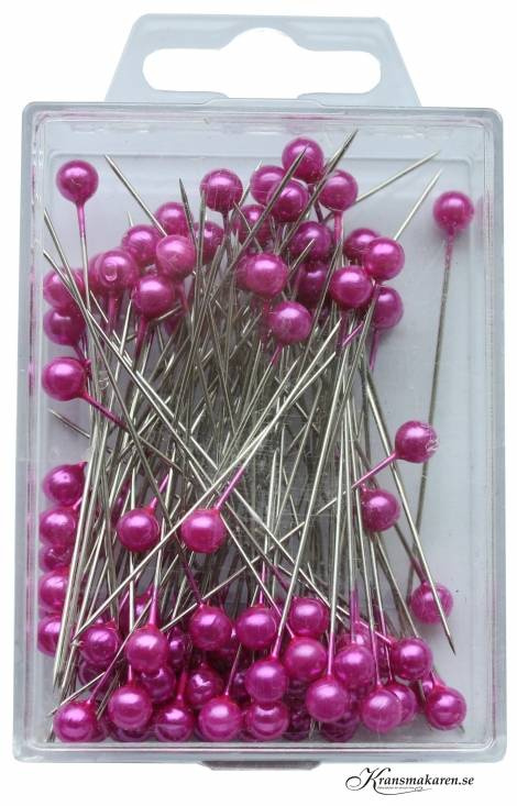 Pärlnålar. 6mm, cerise/rosa. 100 st
