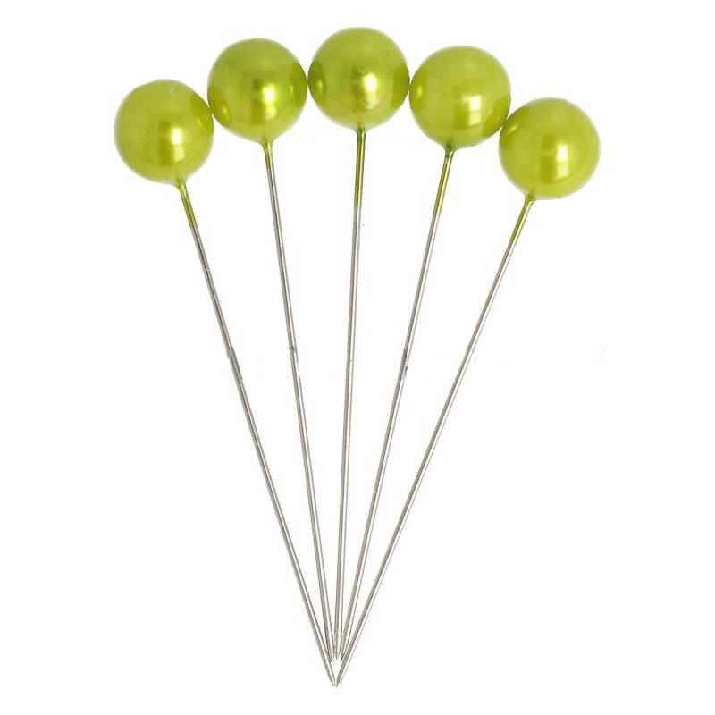 Pärlnålar. 10mm, äppelgröna. 50 st