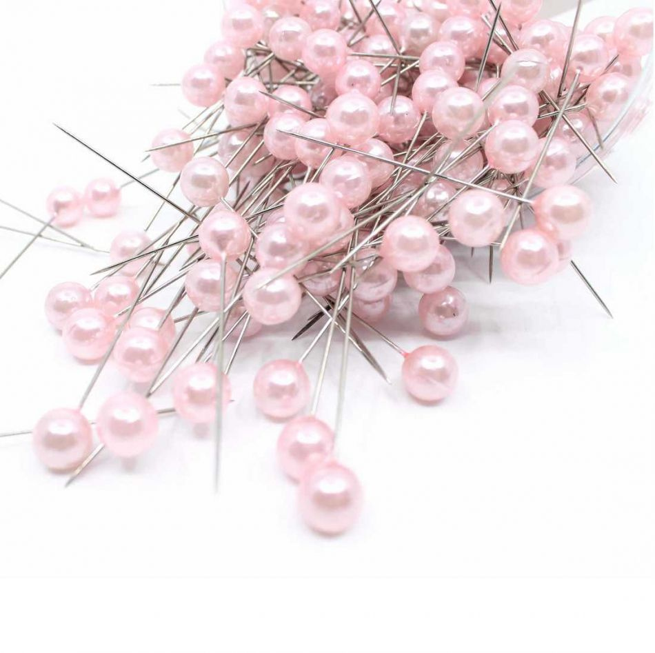 Pärlnålar. 10 mm, ljusrosa. 50 st