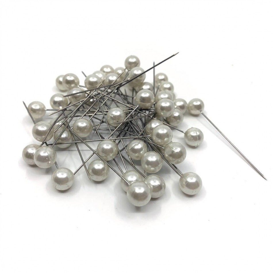 Pärlnålar. 10mm, Vita. 50 st