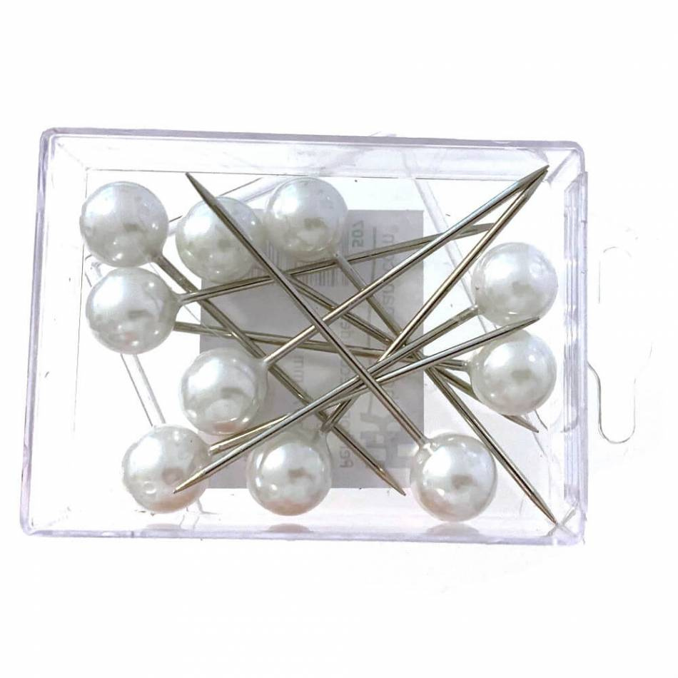 Pärlnålar. 15mm, Creme. 10 st