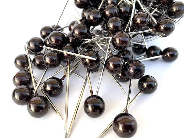 Pärlnålar, Mörkbruna, 15mm. 100 st