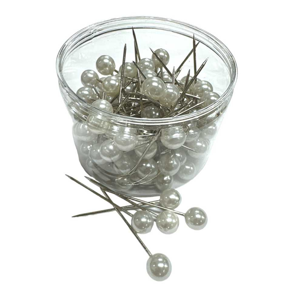 Pärlnålar, vita, 15mm. 100 st.