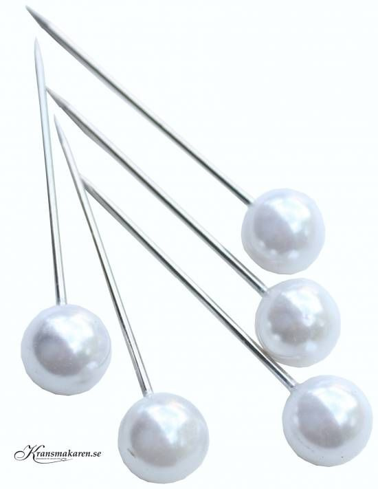 Pärlnålar, vita, 15mm. 100 st.