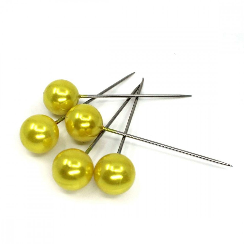 nålar med gul pärla 50 st