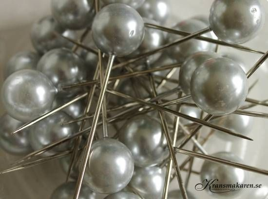 Pärlnålar, Silvergrå, 20 mm. 5 st.