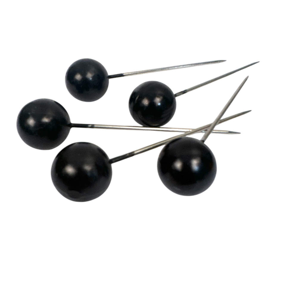 Pärlnålar, Svart, 20 mm, 5 st