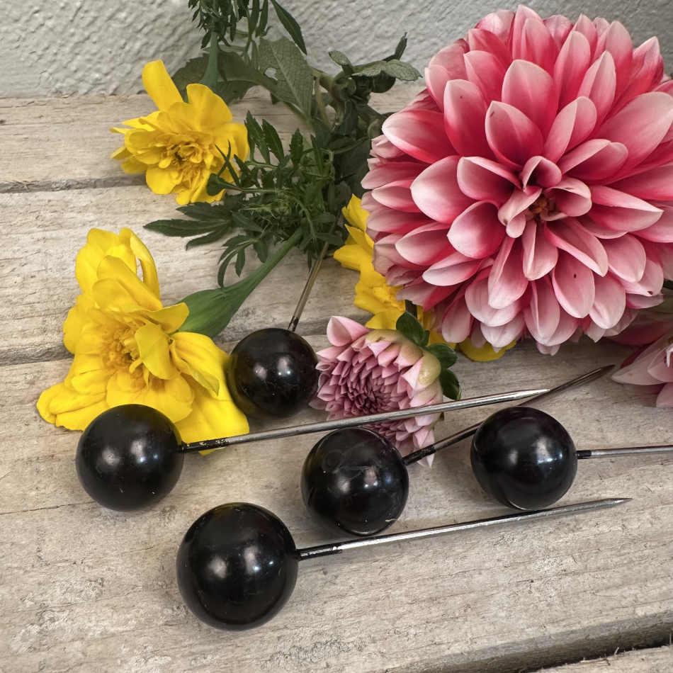 Pärlnålar, Svart, 20 mm, 5 st