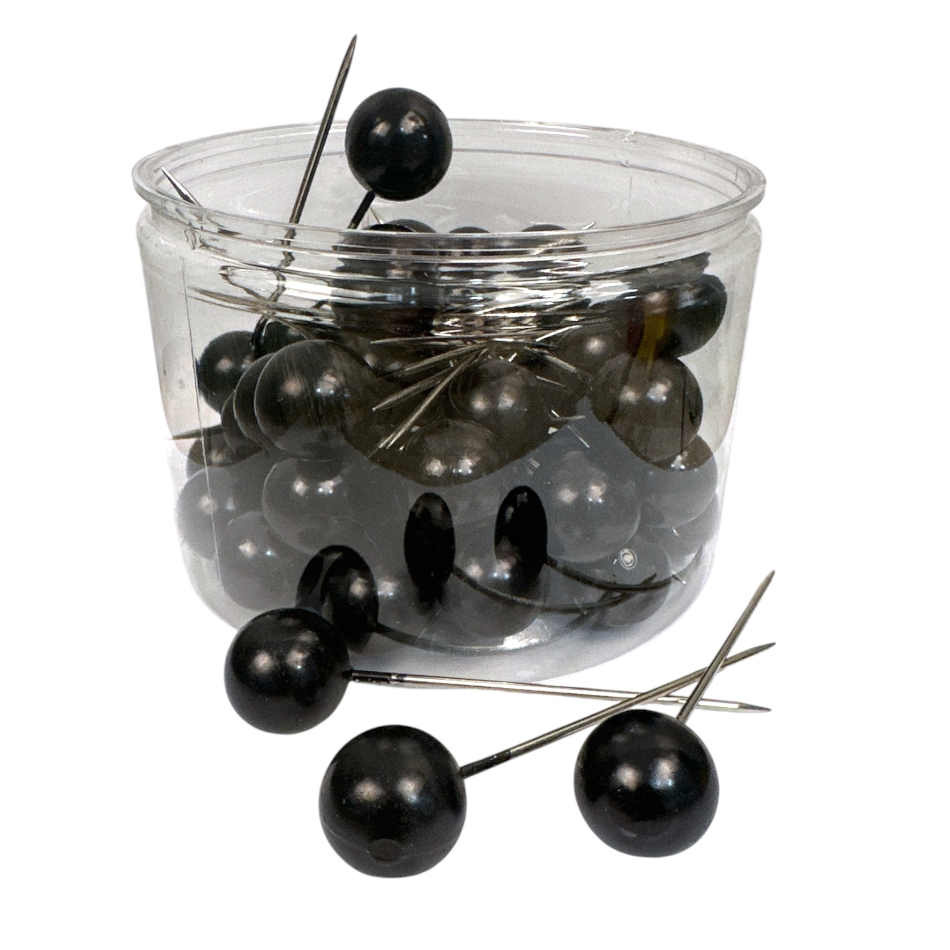 Pärlnålar, Svart, 20 mm, 50 st