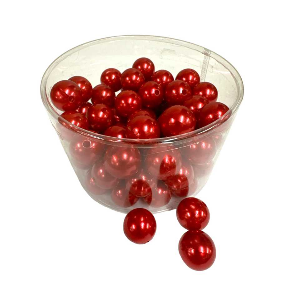 Akrylpärlor röda 20 mm