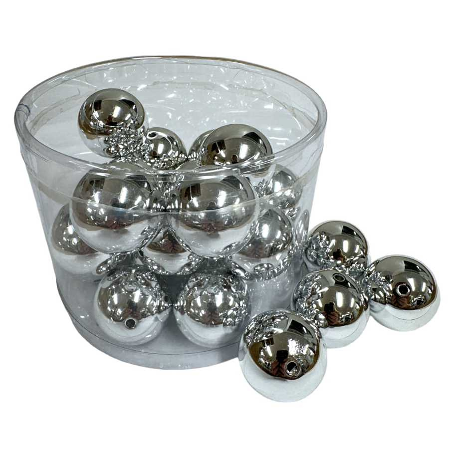 Silverfärgade vaxpärlor 30mm, (ca 24st)