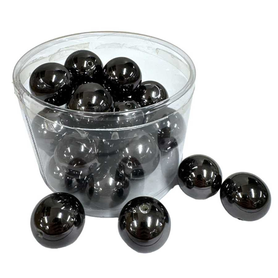 Antracitfärgade vaxpärlor 30 mm, (ca 24 st)