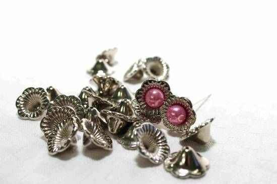 Blomma, Gabi, i silver till pärlnålar,  5st.