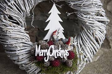 Krans av rattan, Vit, 30 cm