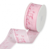 Rosa dekorband med kaniner och fjärilar Rosa dekorband med kaniner och fjärilar