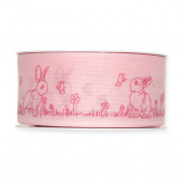 Rosa dekorband med kaniner och fjärilar Rosa dekorband med kaniner och fjärilar