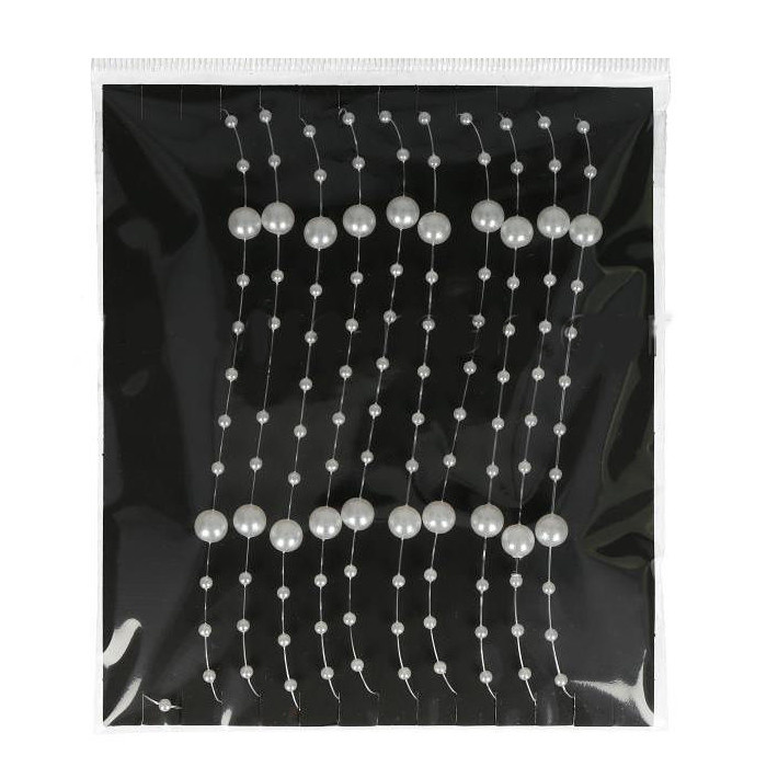 Pärlor på tråd, vit, 3 meter