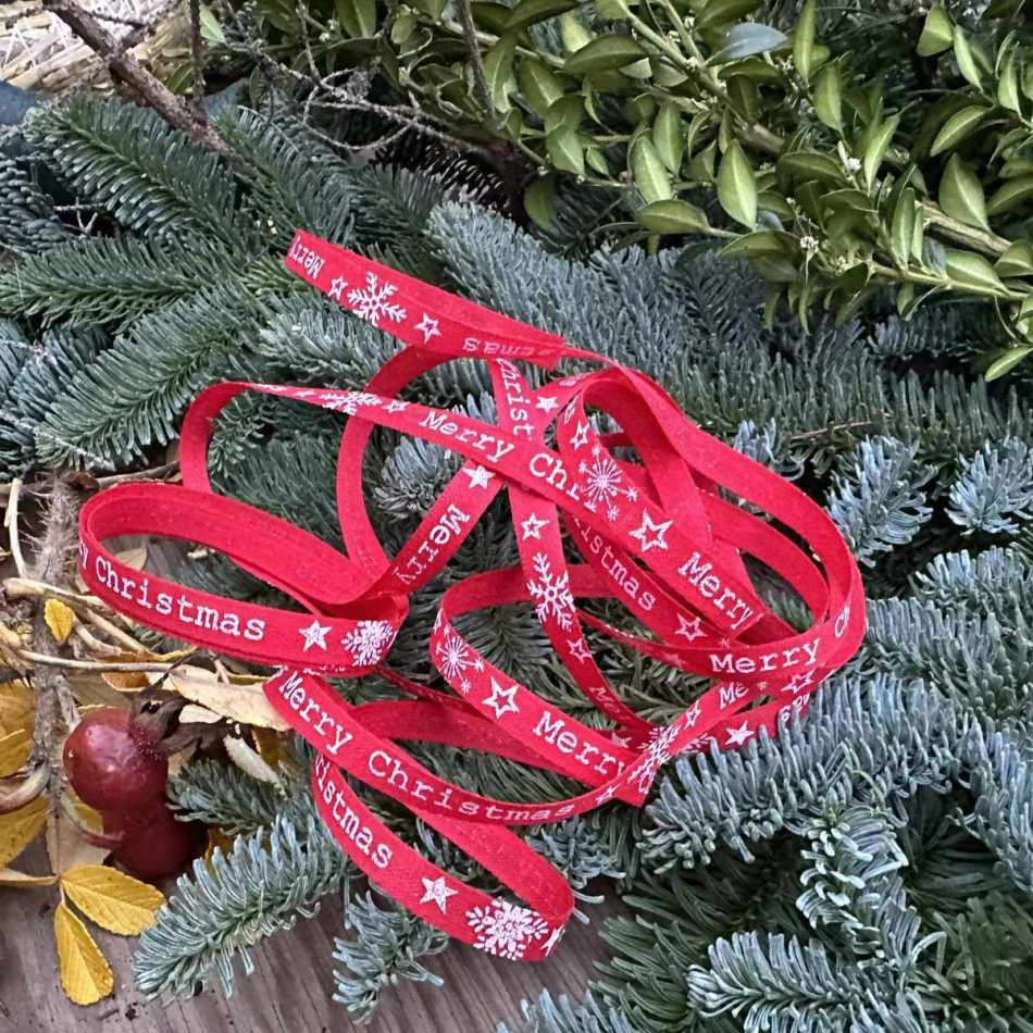 Rött Band, Merry Christmas, 10mm (3m)