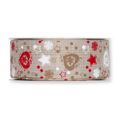 Dekorband, creme, hjärtan och stjärnor. 40 mm (pris per meter)