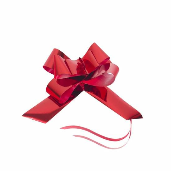 röda metallic rosetter 