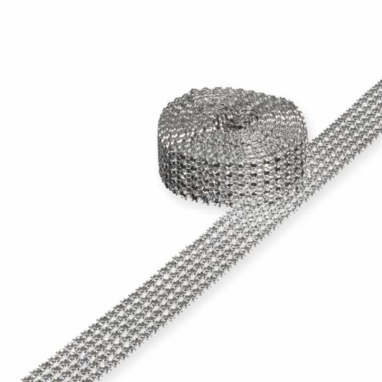 Strassband i silver, ca 3 meter