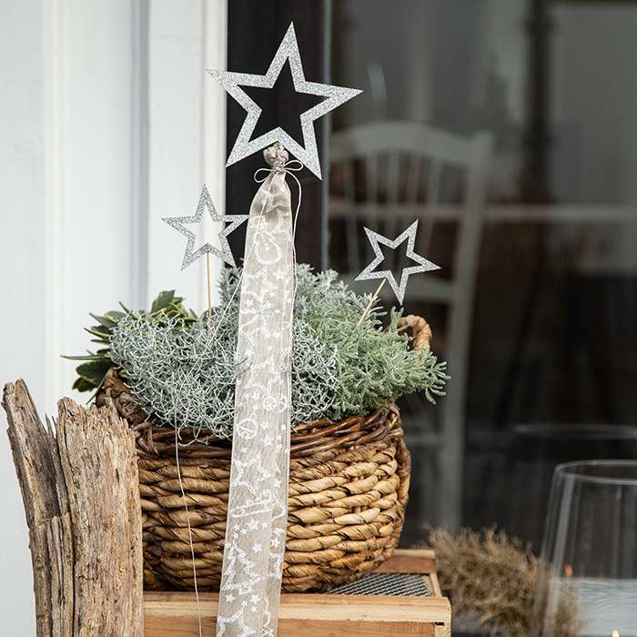 Dekorband med julmotiv Natur/Vit 2 meter