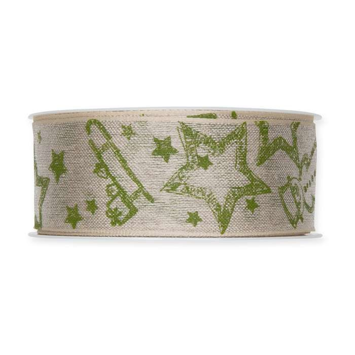 Dekorband med julmotiv Natur/Grön 2 meter