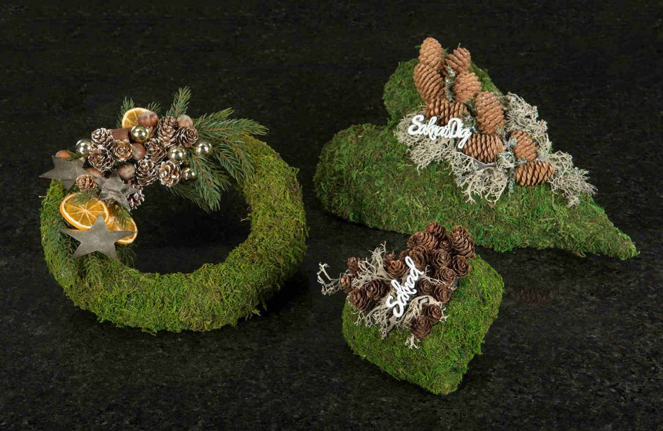 Mosshjärta, rakt, ca 36x23 cm